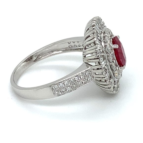 Certified Ruby 1.50ct Diamonds Solid Platinum Ring - Picture 4 of 8